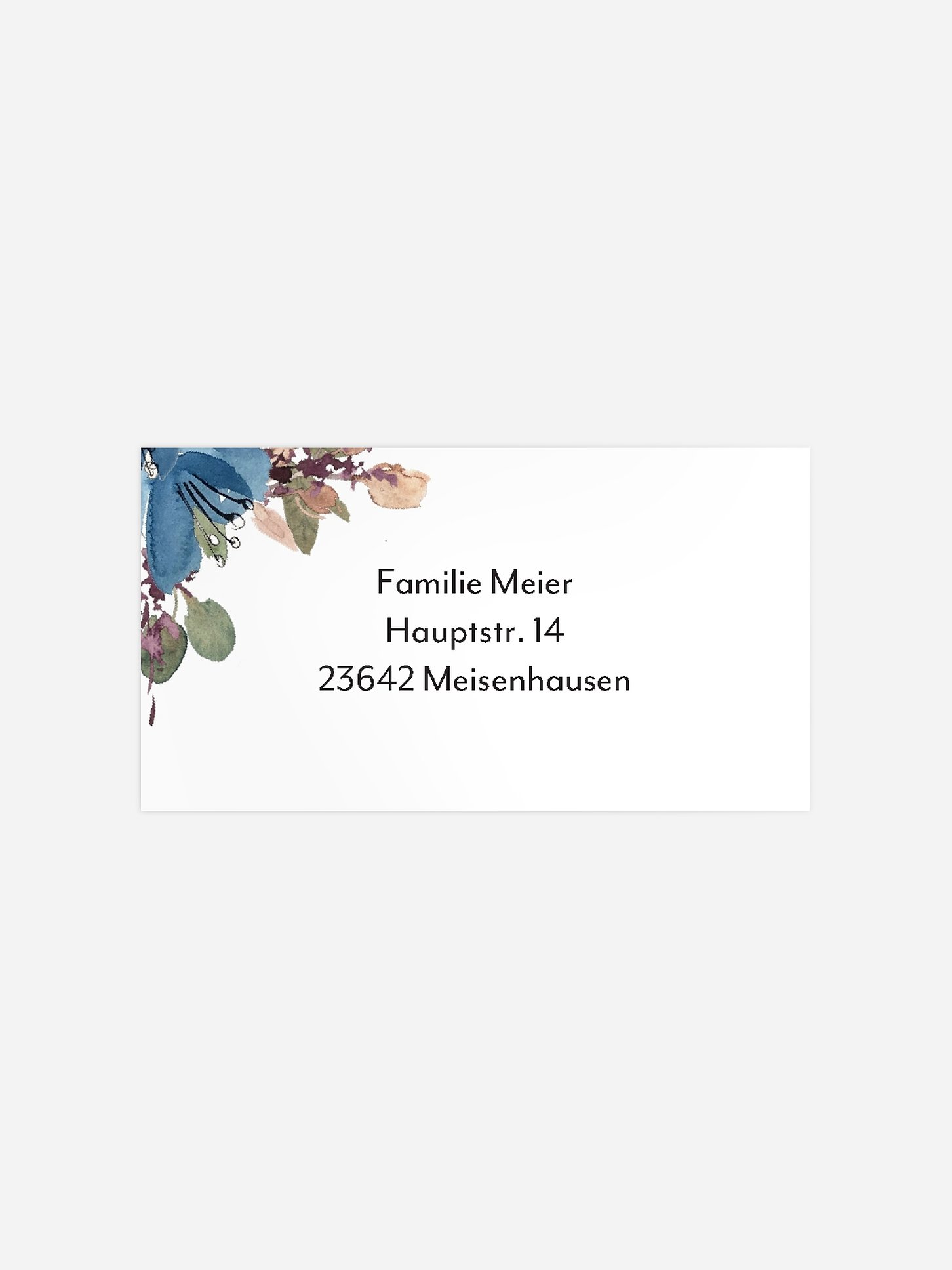 Empfängeraufkleber Trauer Blue Flowers
