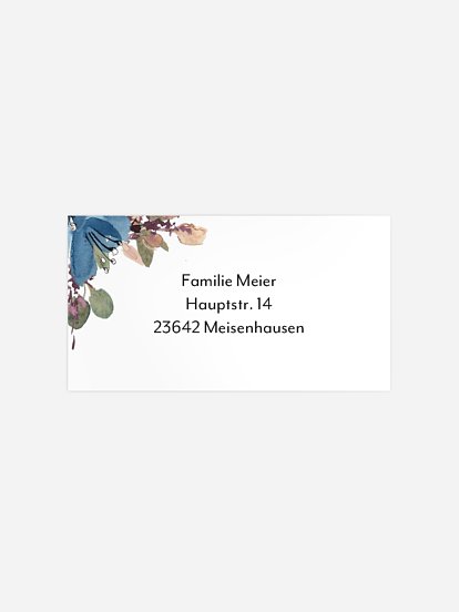 Empfängeraufkleber Trauer Blue Flowers