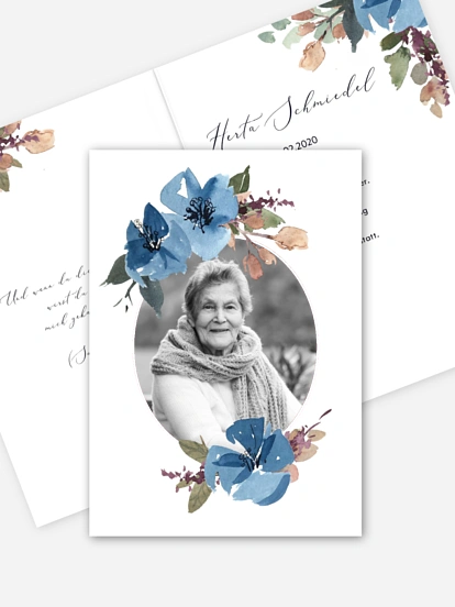 Trauerkarte Blue Flowers