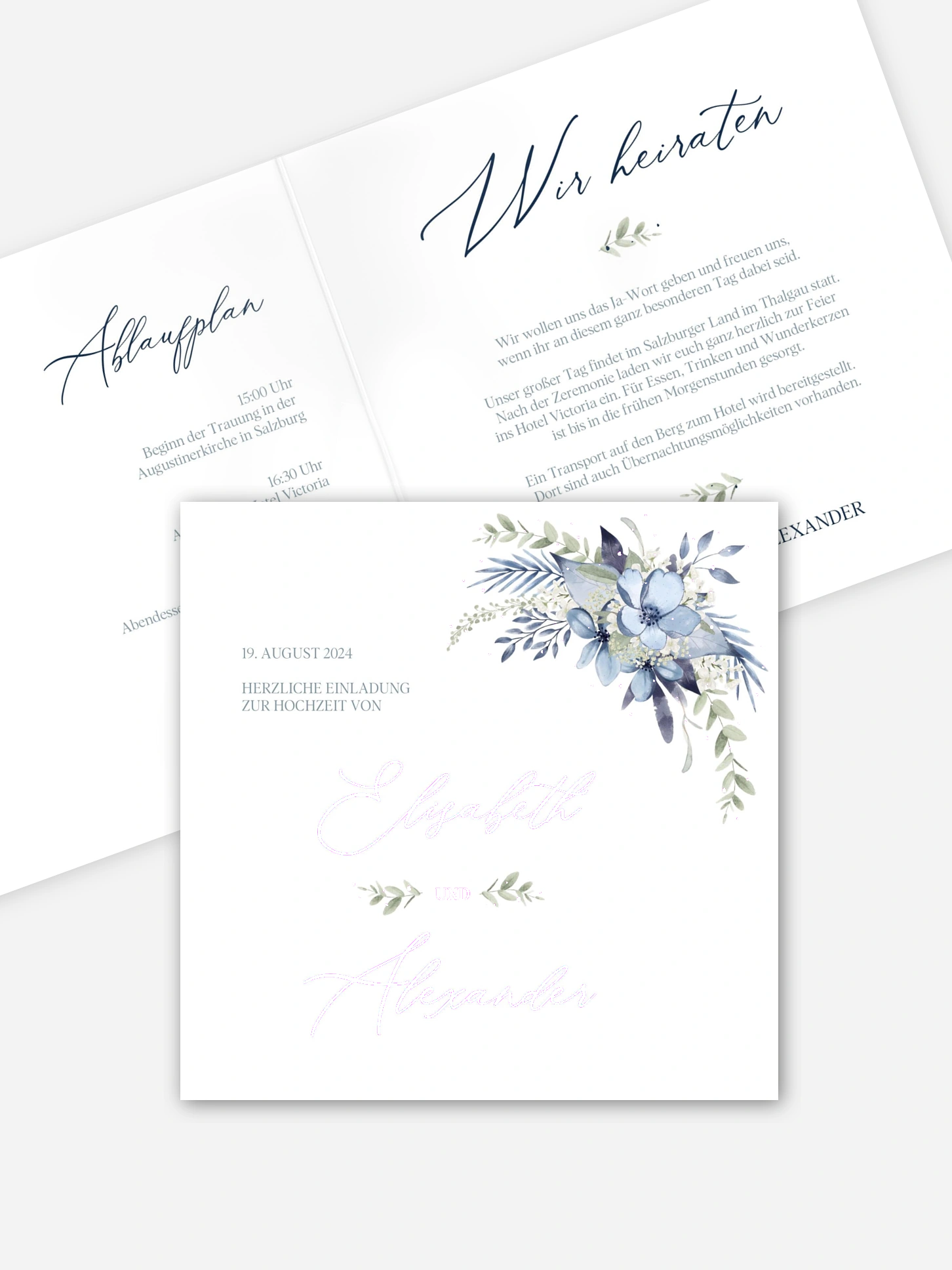 Hochzeitseinladung Flower Blues