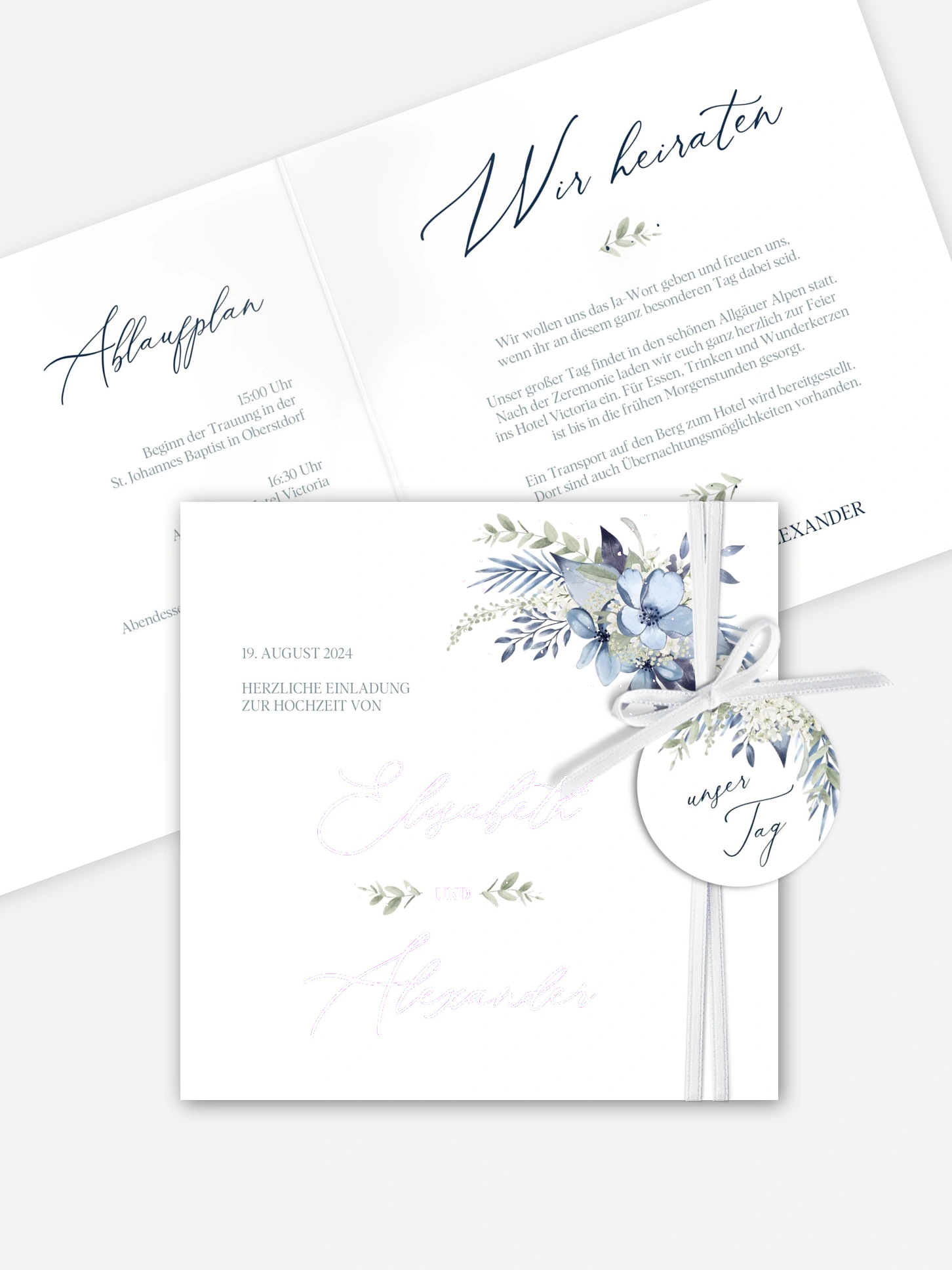 Hochzeitseinladung Flower Blues