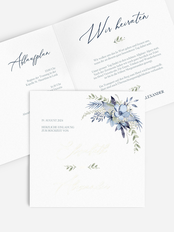 Hochzeitseinladung Flower Blues