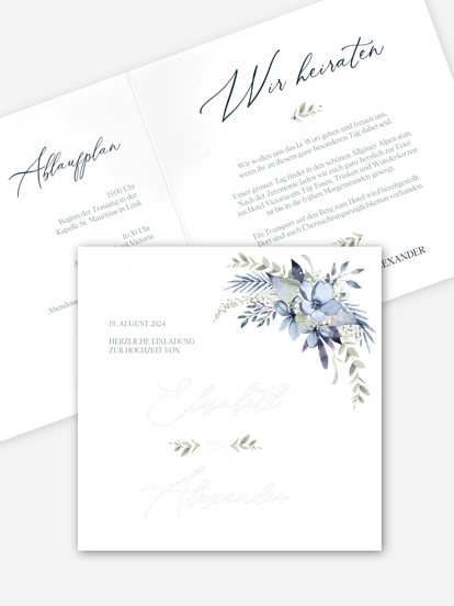 Hochzeitseinladung Flower Blues