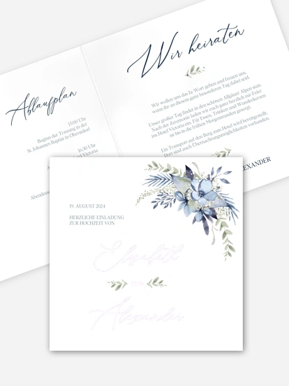 Hochzeitseinladung Flower Blues