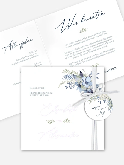 Hochzeitseinladung Flower Blues