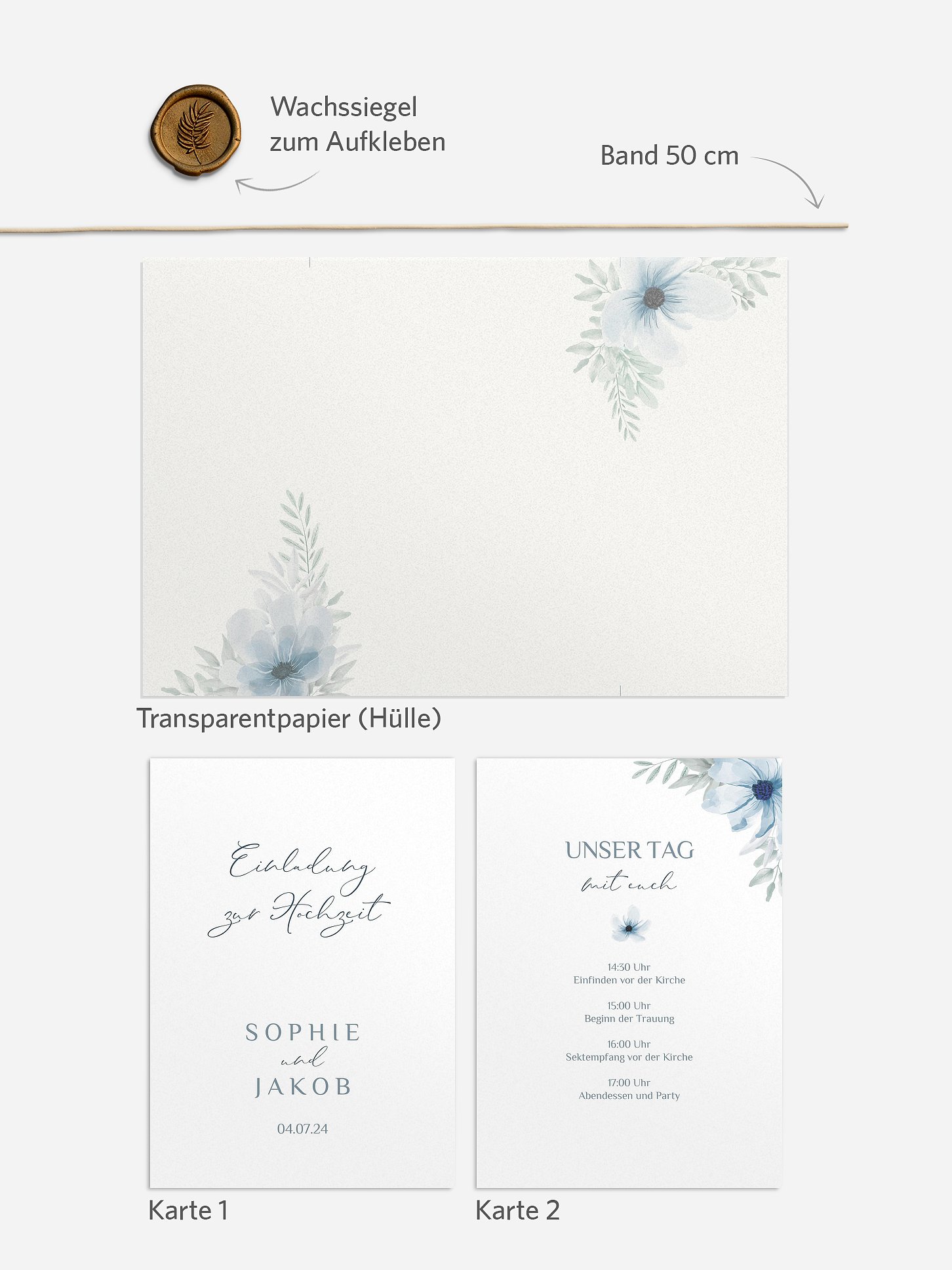 Hochzeitseinladung Blue Dreams