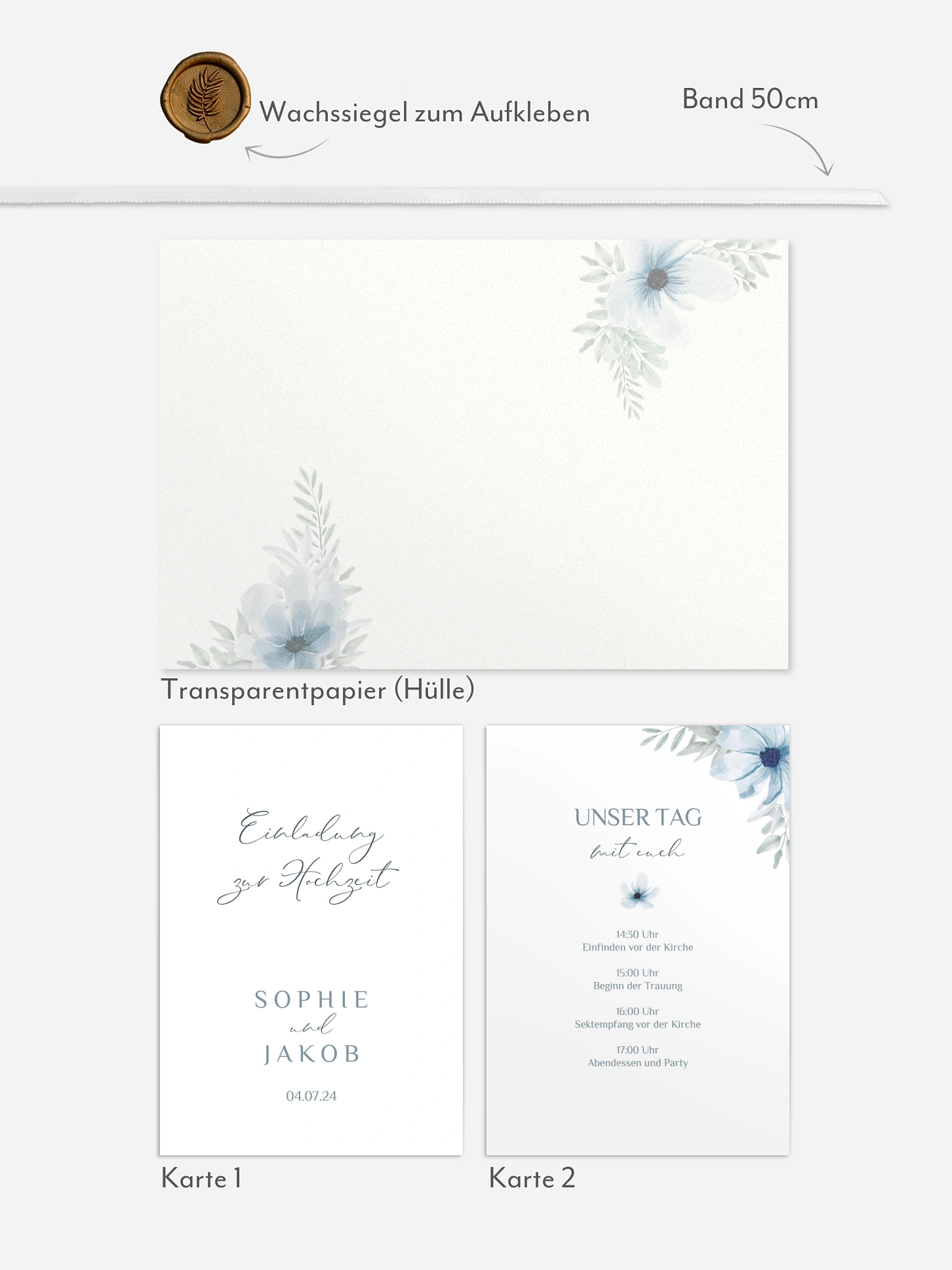 Hochzeitseinladung Blue Dreams
