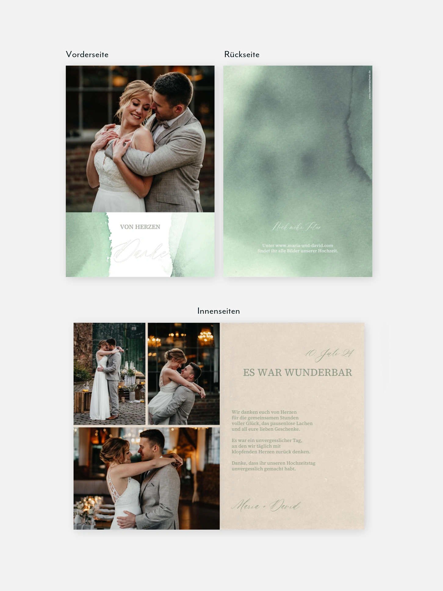 Dankeskarte Hochzeit Typo Love