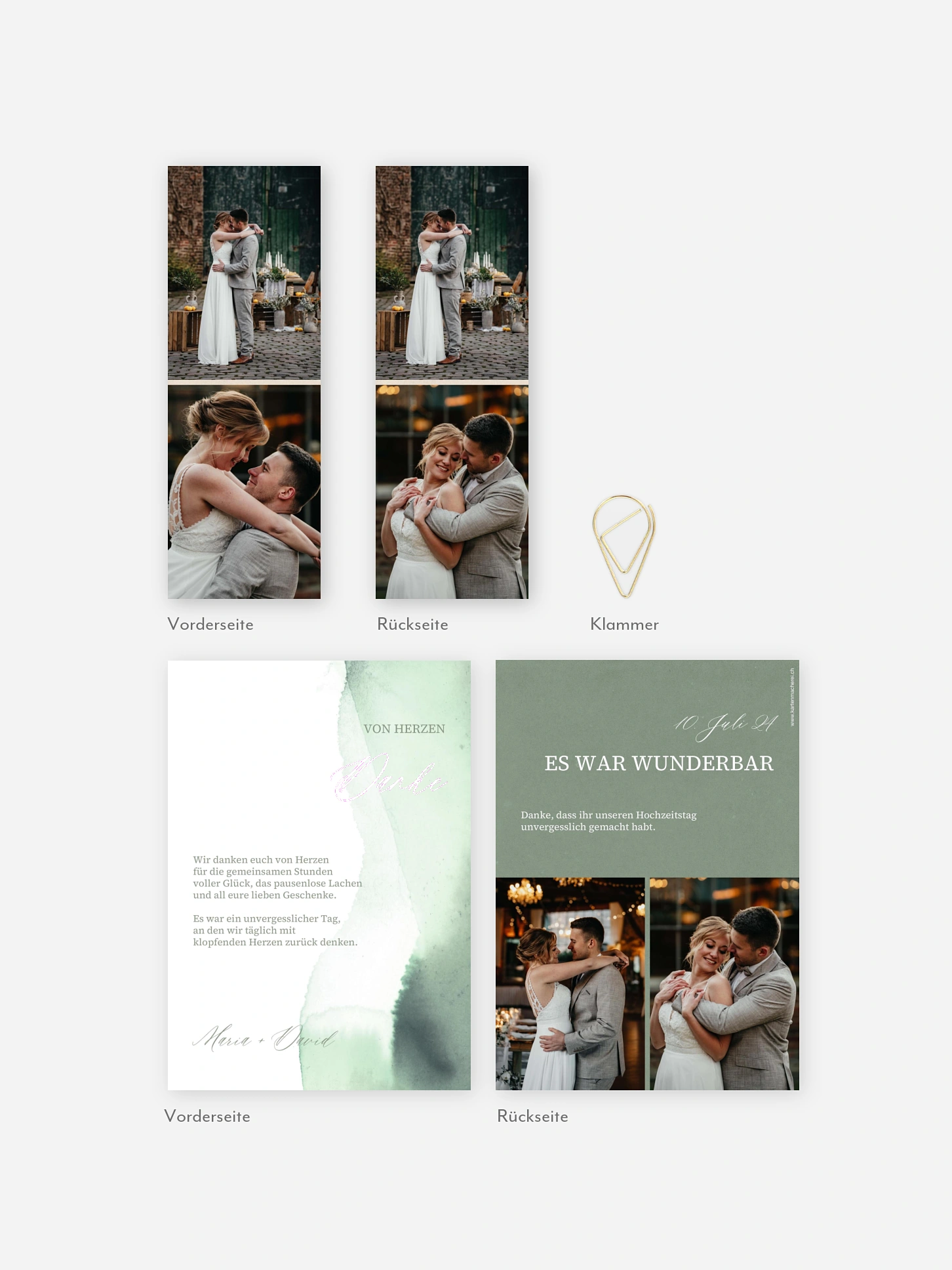 Dankeskarte Hochzeit Typo Love