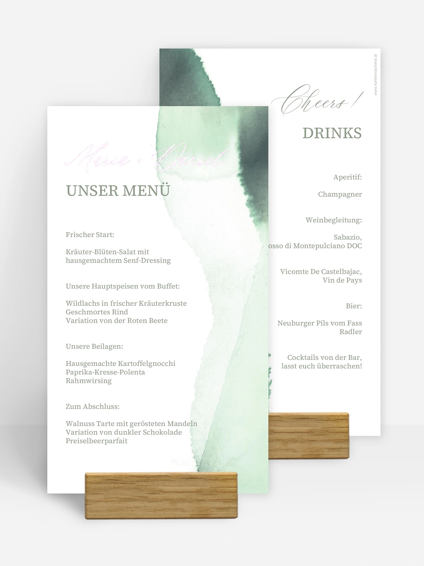 Menükarte Hochzeit Typo Love