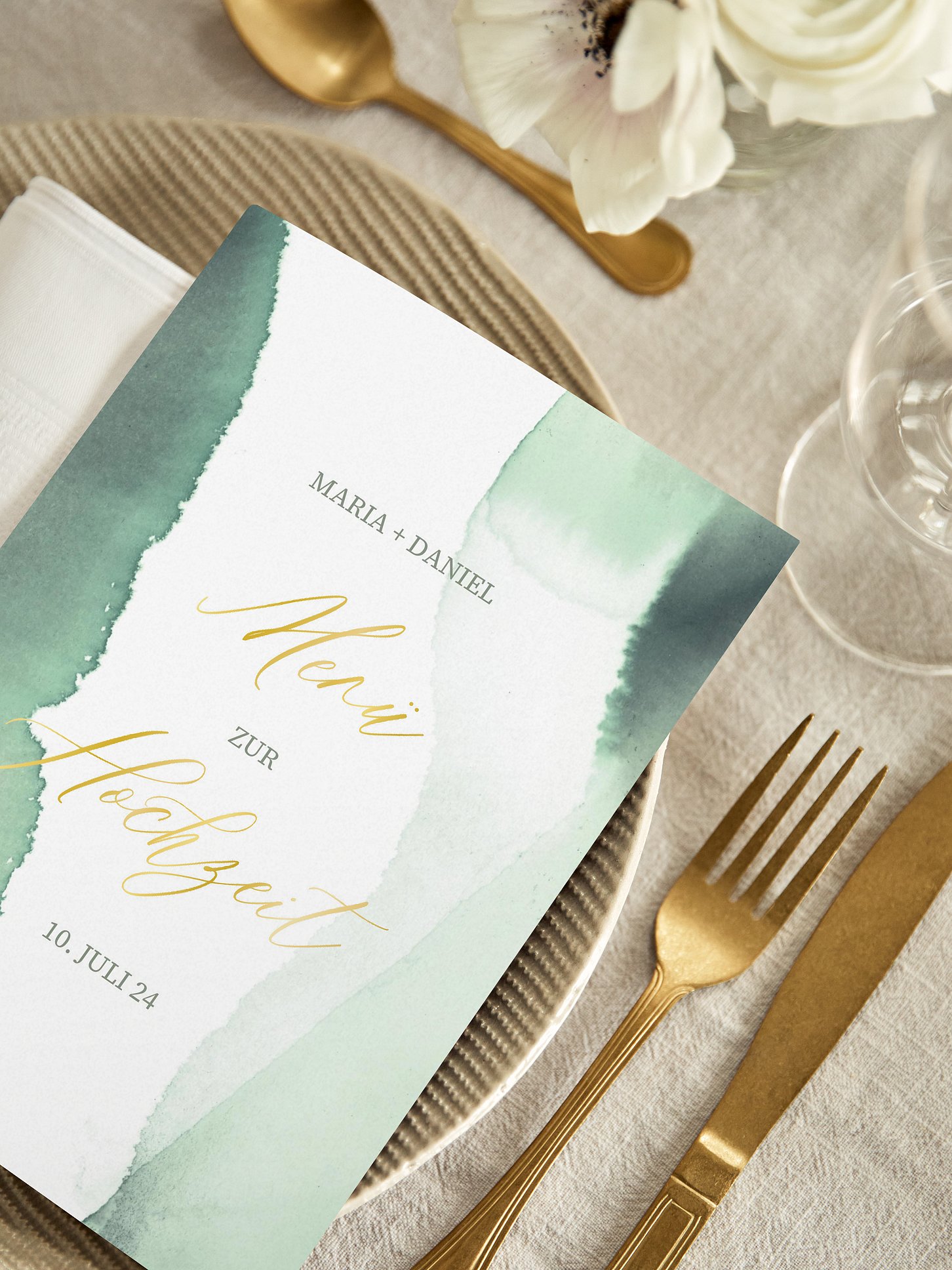 Menükarte Hochzeit Typo Love