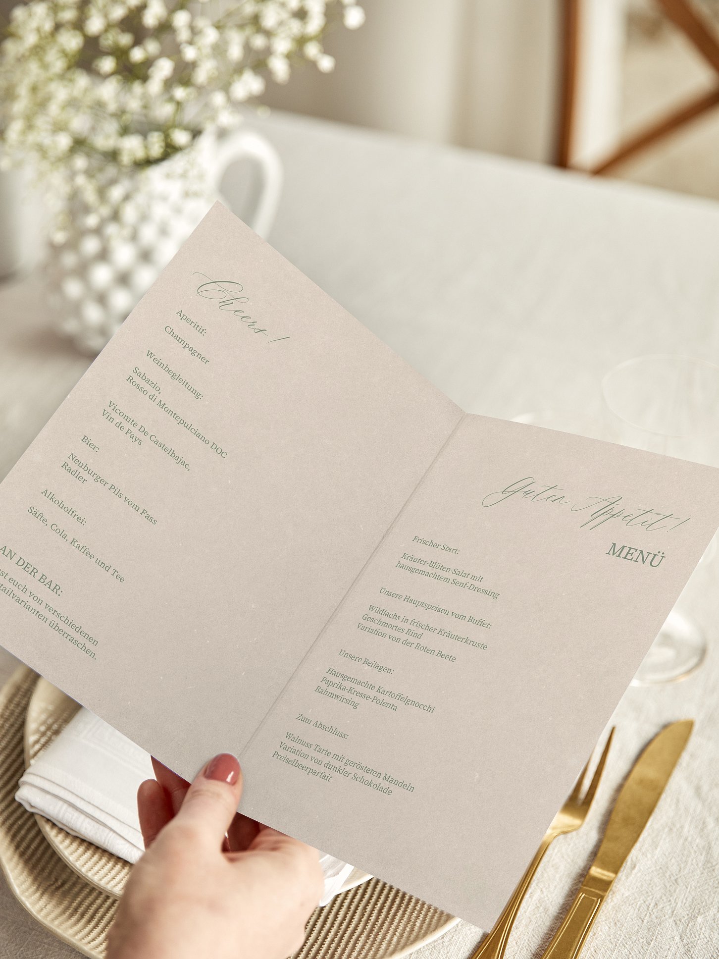 Menükarte Hochzeit Typo Love