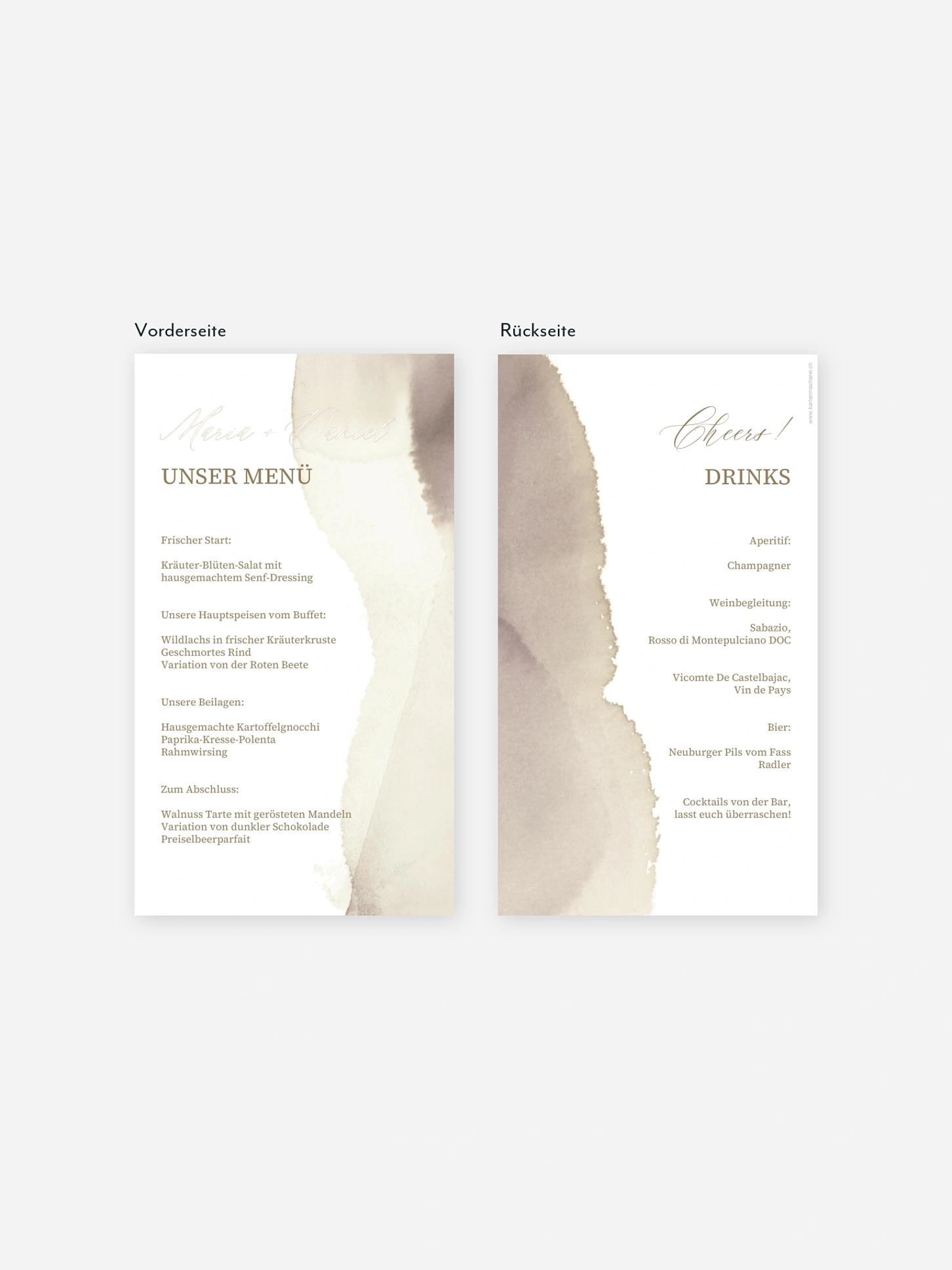 Menükarte Hochzeit Typo Love