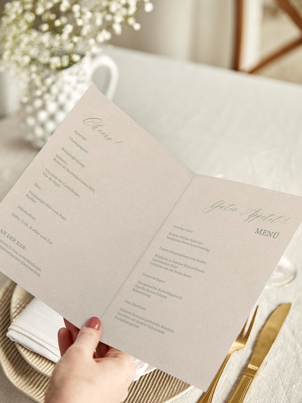 Menükarte Hochzeit Typo Love