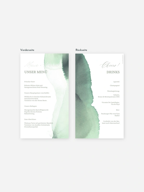 Menükarte Hochzeit Typo Love
