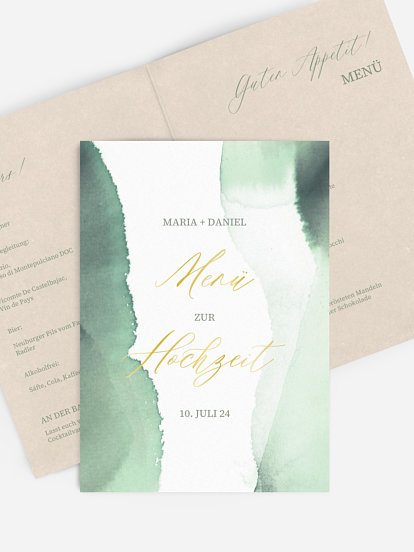 Menükarte Hochzeit Typo Love