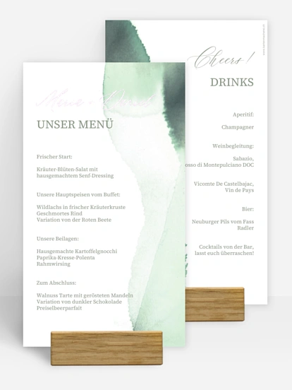 Menükarte Hochzeit Typo Love