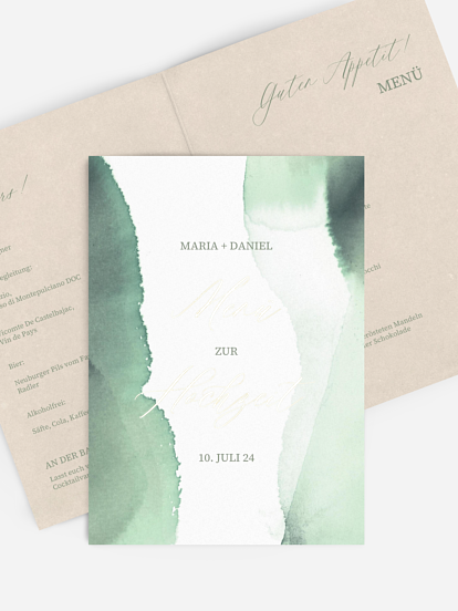 Menükarte Hochzeit Typo Love