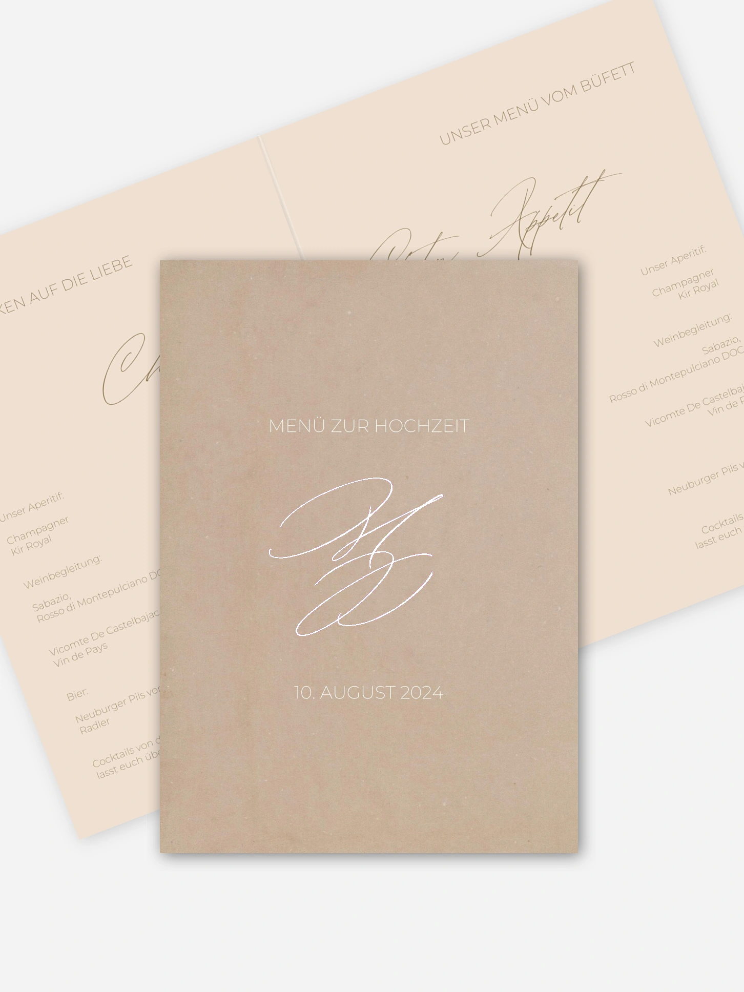 Menükarte Hochzeit Paper Love