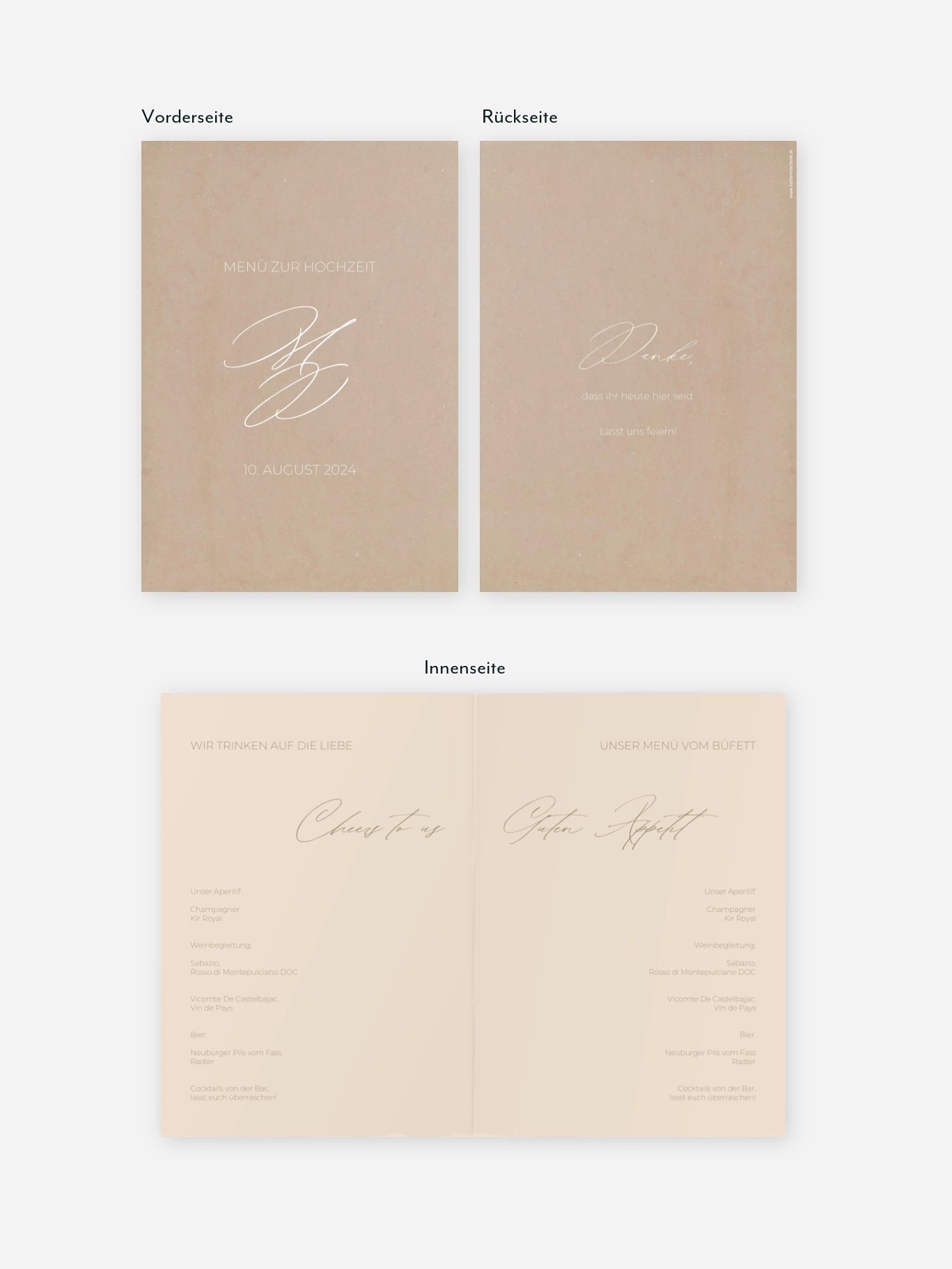 Menükarte Hochzeit Paper Love