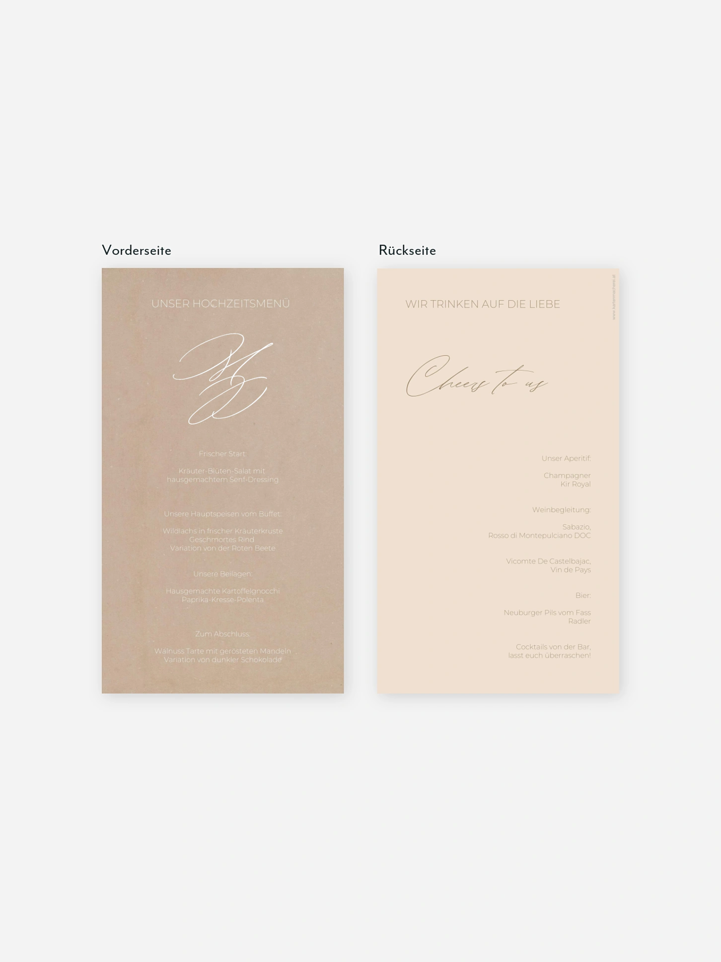 Menükarte Hochzeit Paper Love