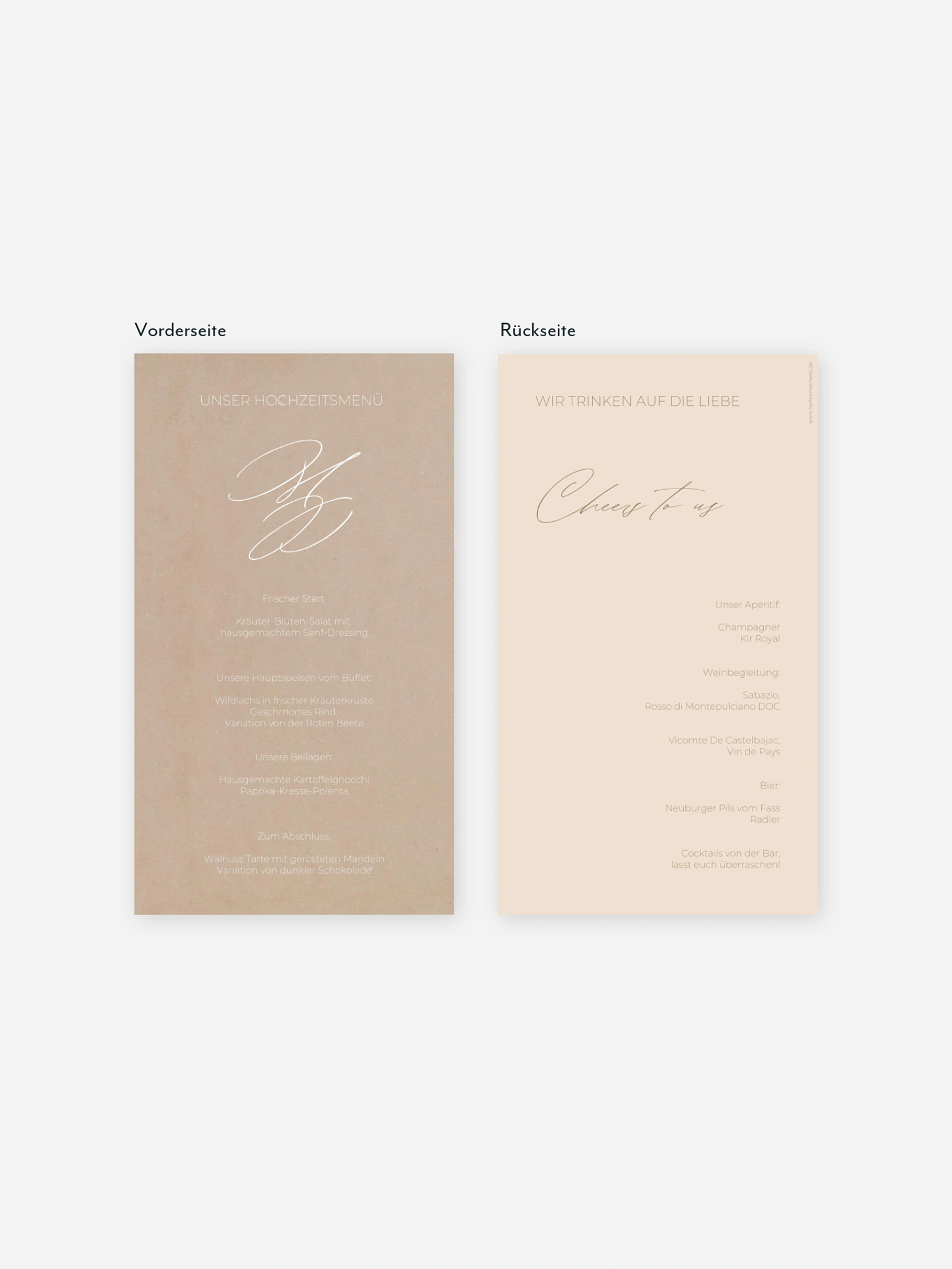 Menükarte Hochzeit Paper Love