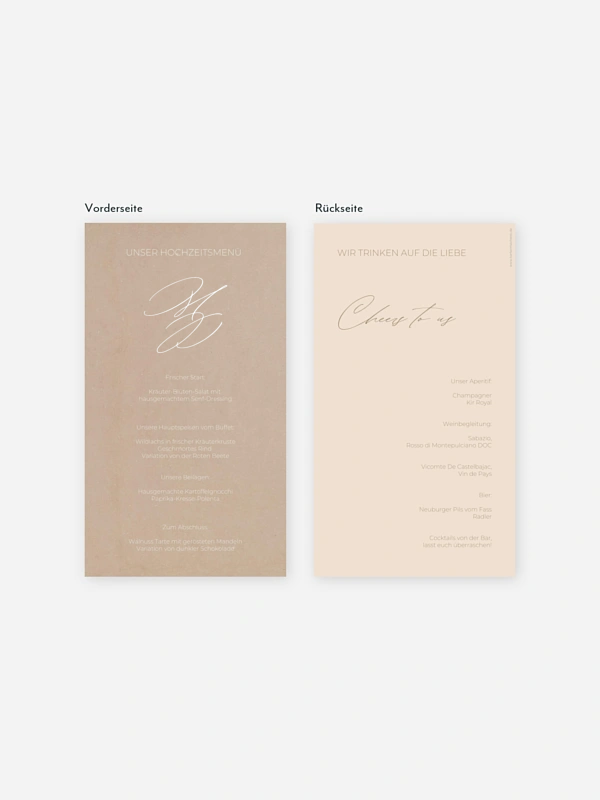 Menükarte Hochzeit Paper Love