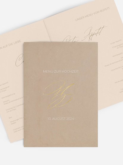 Menükarte Hochzeit Paper Love