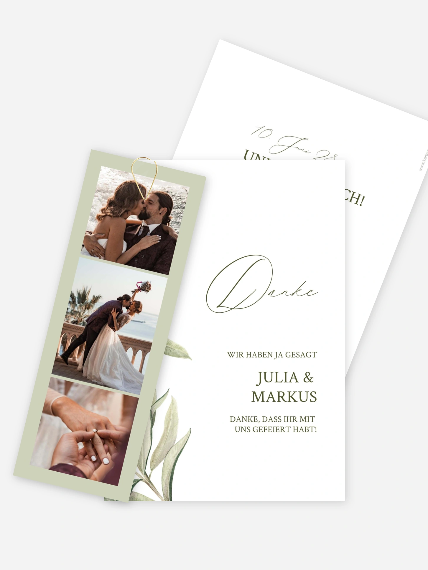 Dankeskarte Hochzeit Elegant Olive