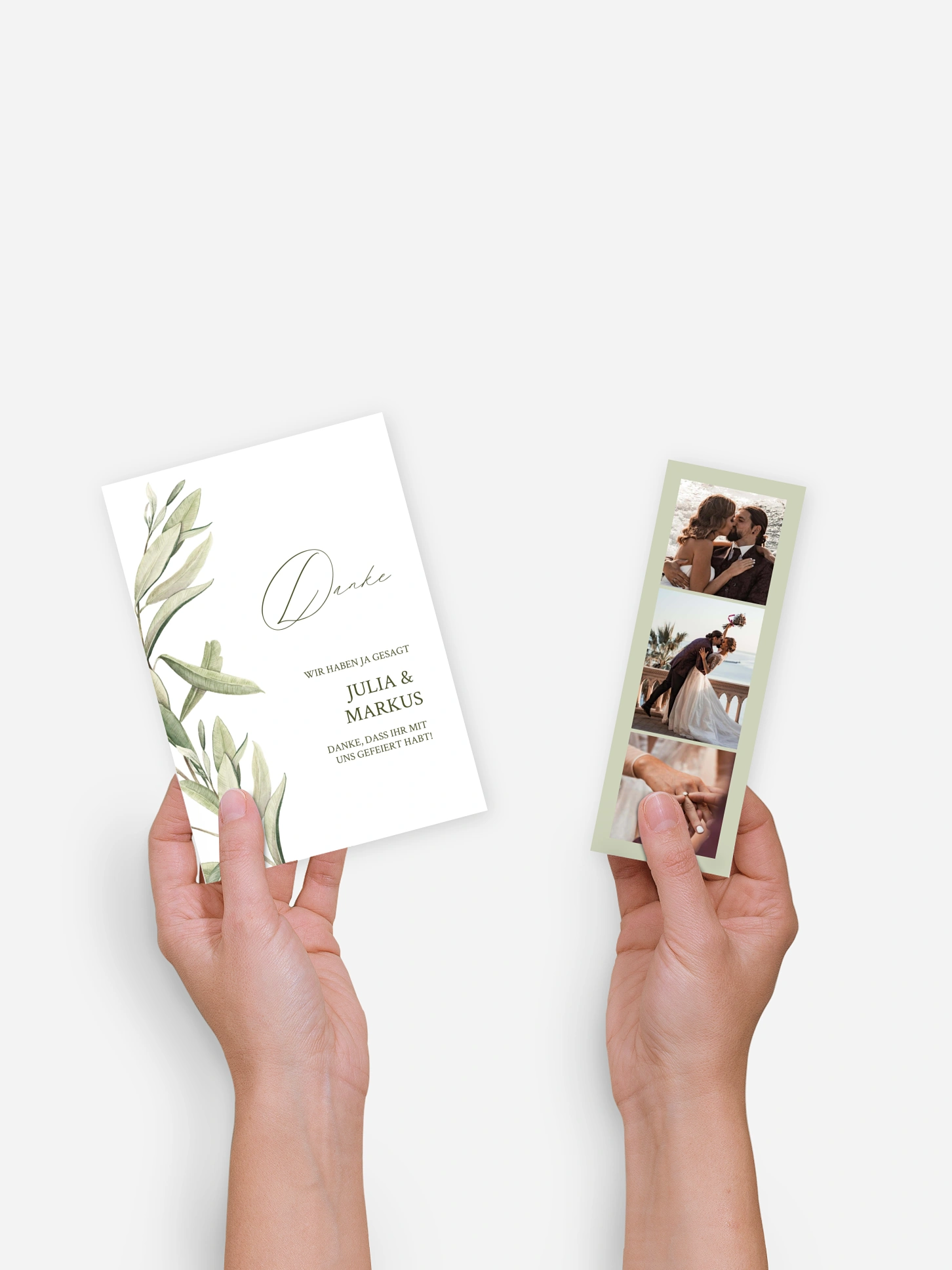 Dankeskarte Hochzeit Elegant Olive