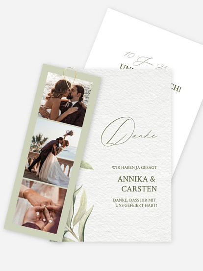 Dankeskarte Hochzeit Elegant Olive