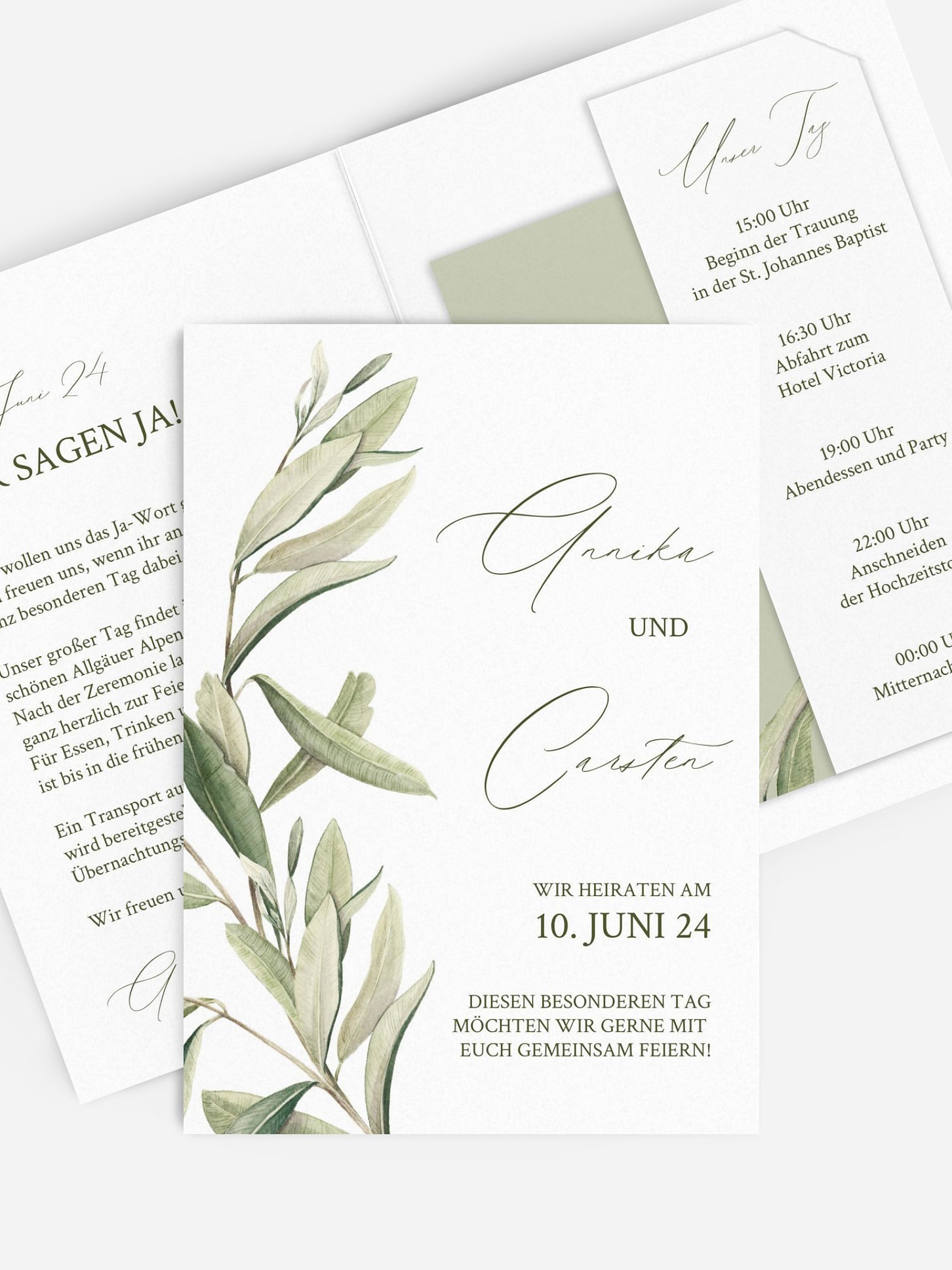 Hochzeitseinladung Elegant Olive