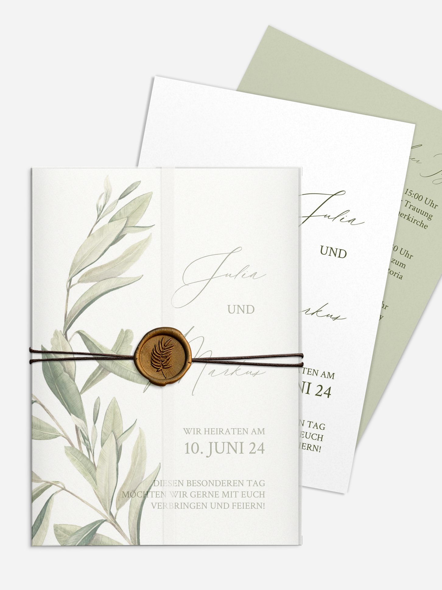 Hochzeitseinladung Elegant Olive