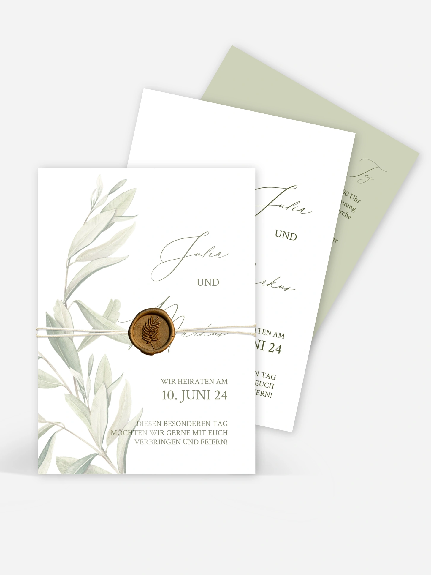 Hochzeitseinladung Elegant Olive