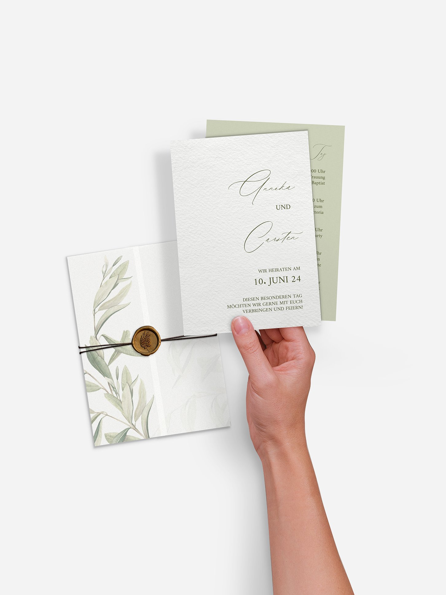 Hochzeitseinladung Elegant Olive