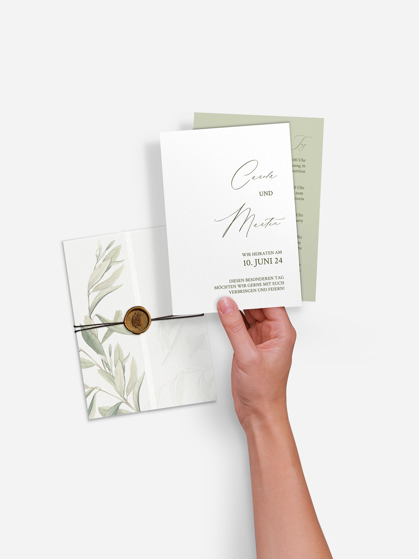 Hochzeitseinladung Elegant Olive