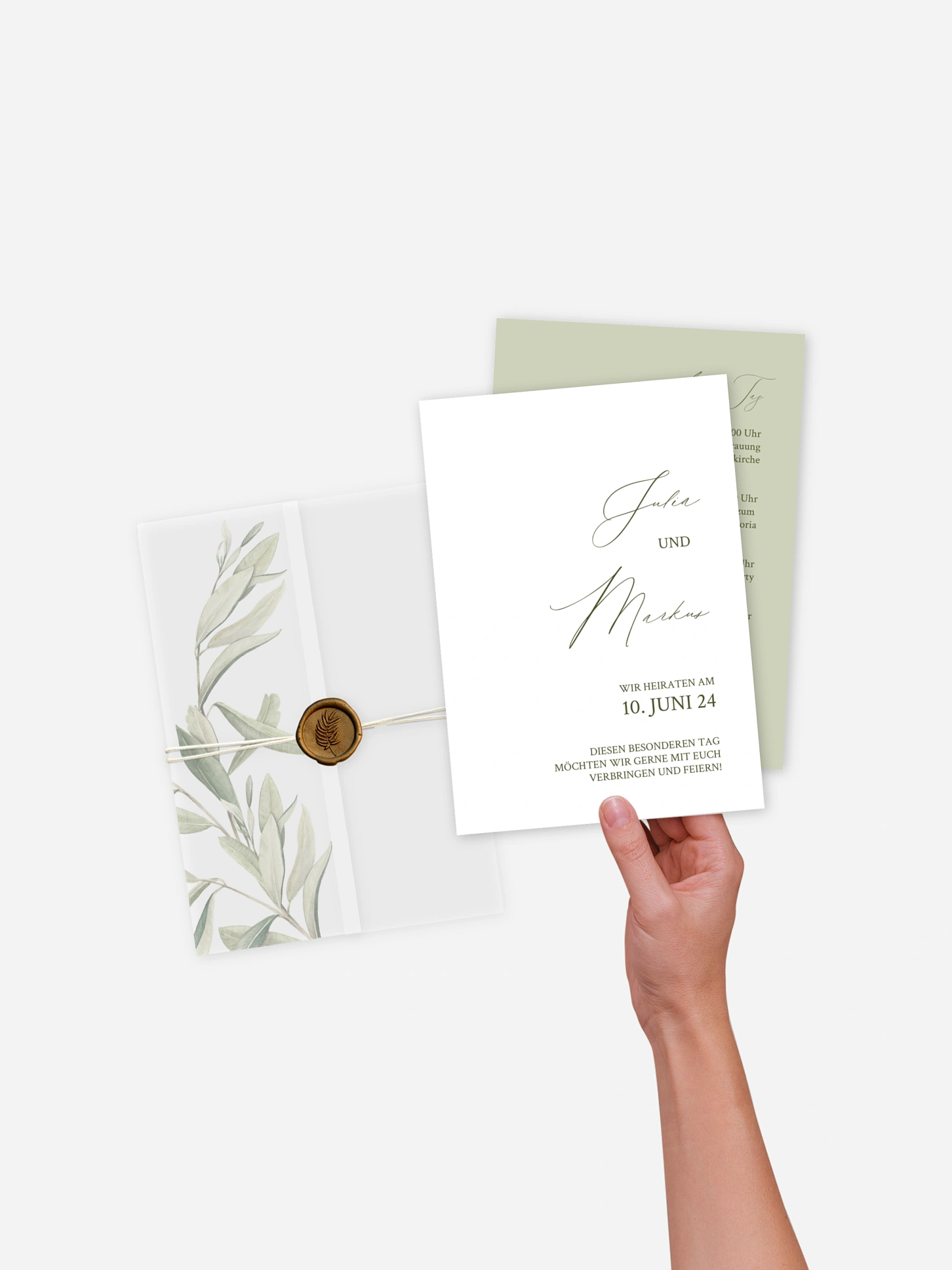 Hochzeitseinladung Elegant Olive