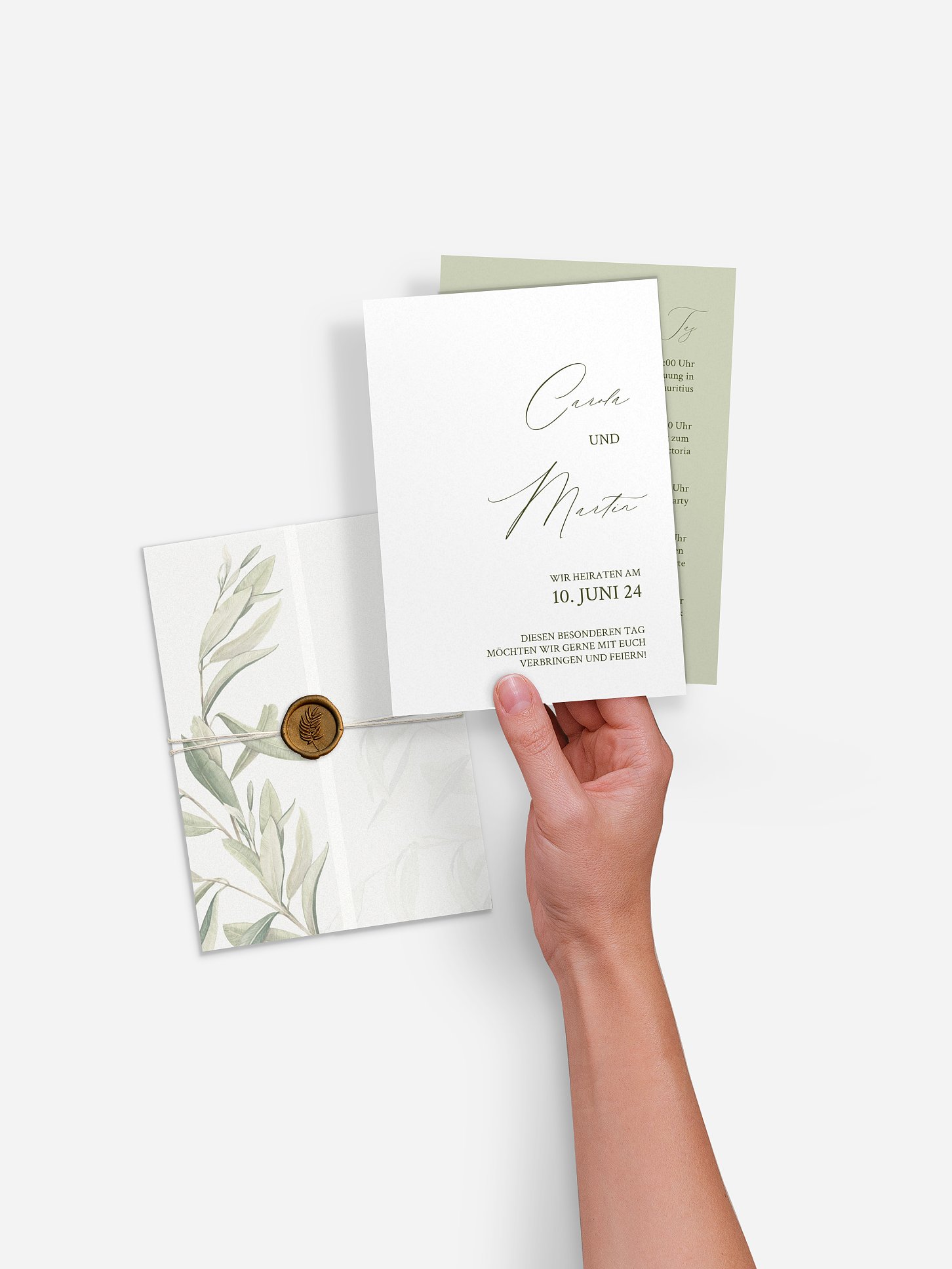 Hochzeitseinladung Elegant Olive