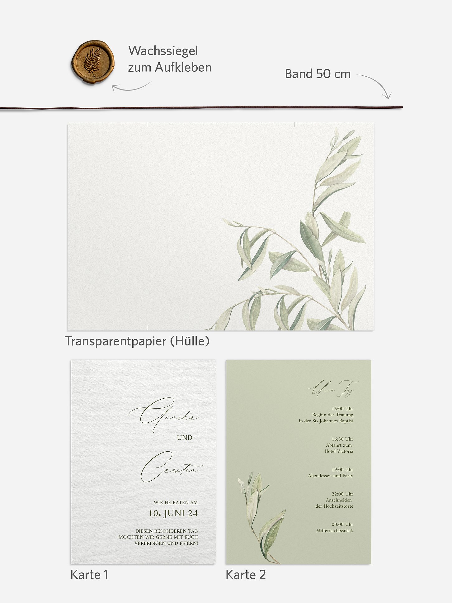 Hochzeitseinladung Elegant Olive
