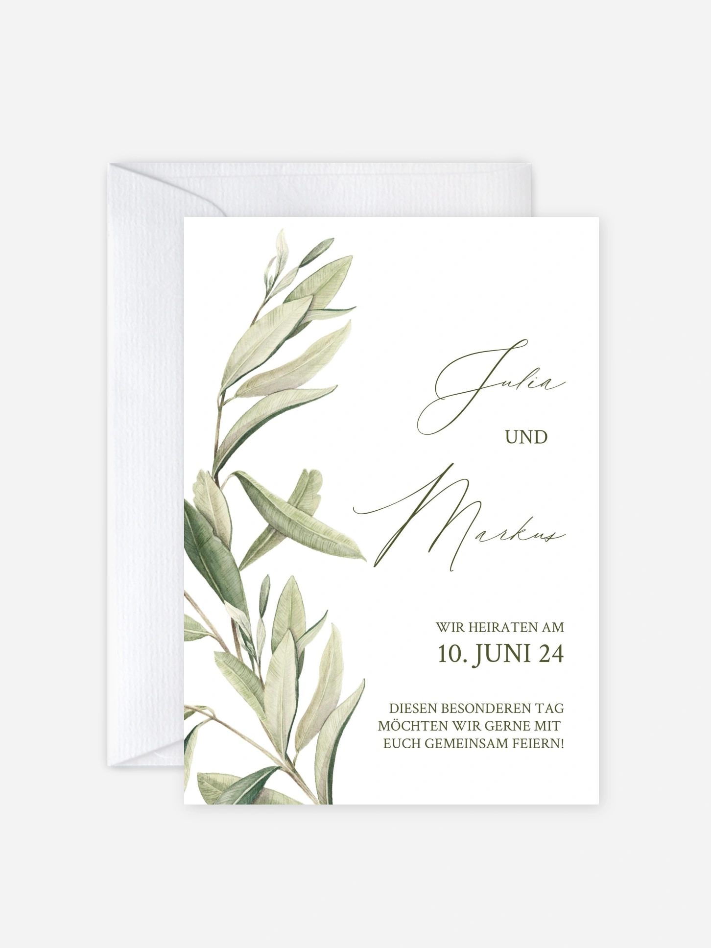 Hochzeitseinladung Elegant Olive