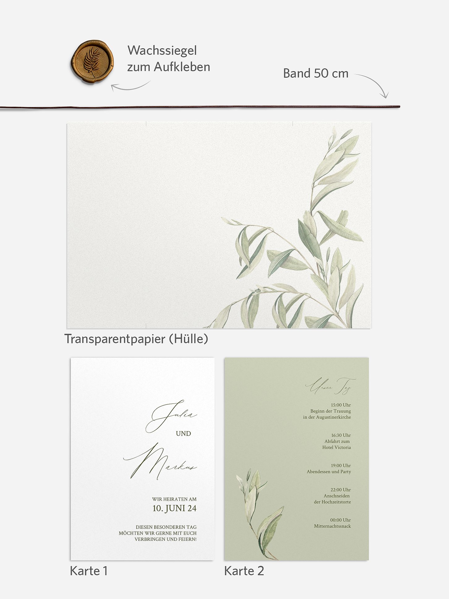 Hochzeitseinladung Elegant Olive