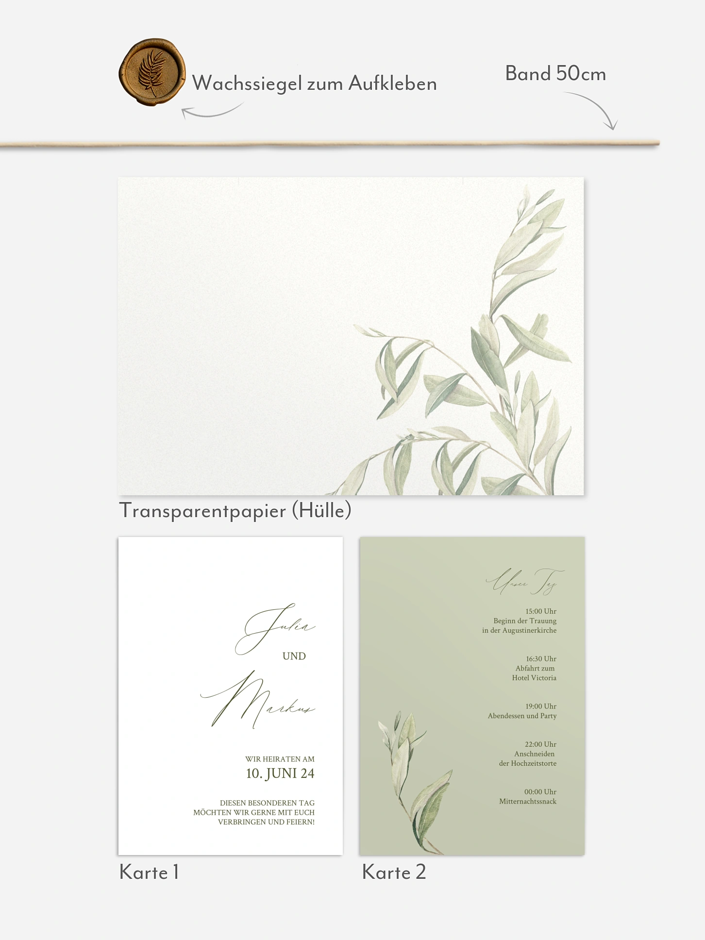 Hochzeitseinladung Elegant Olive