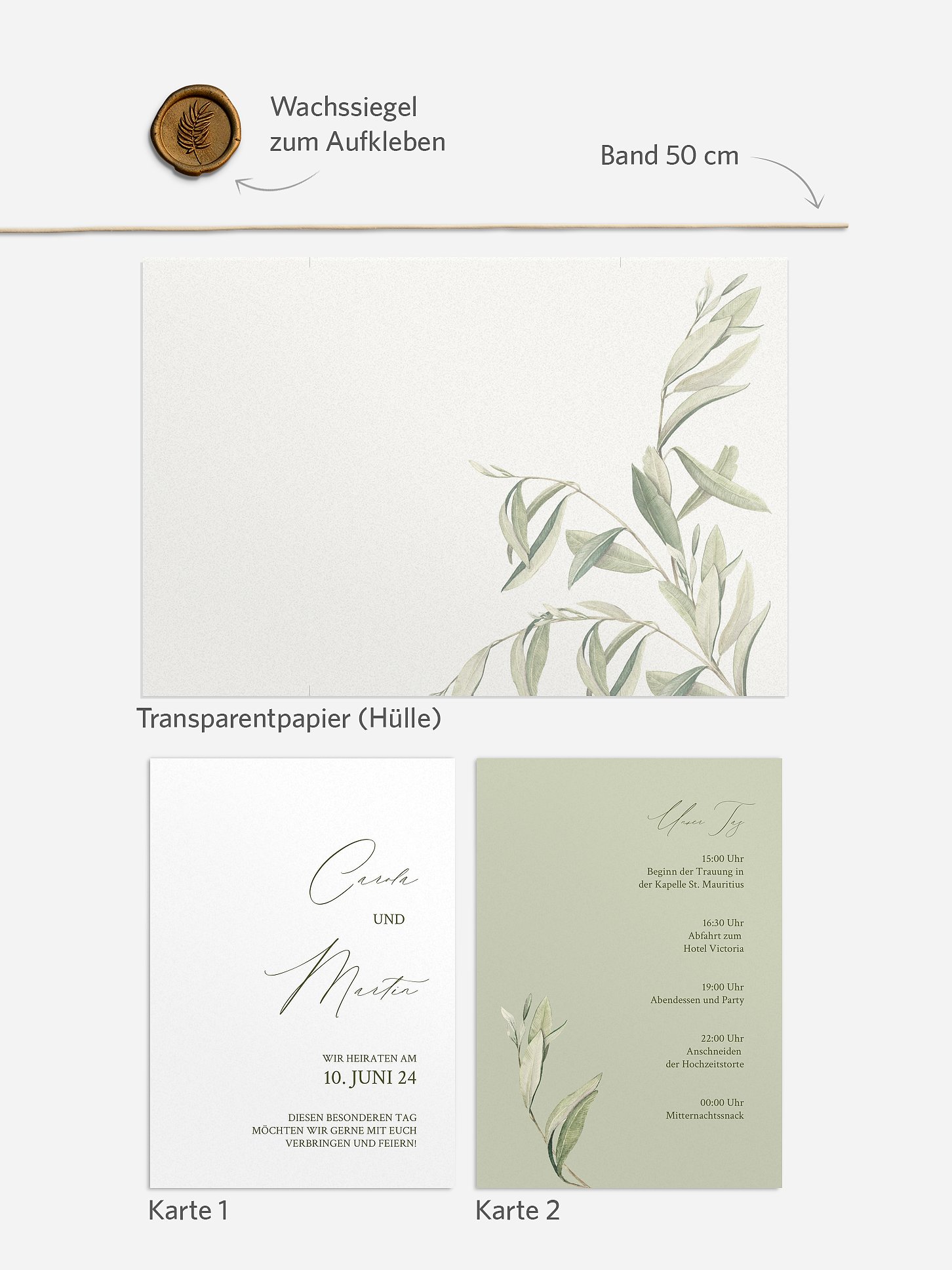 Hochzeitseinladung Elegant Olive