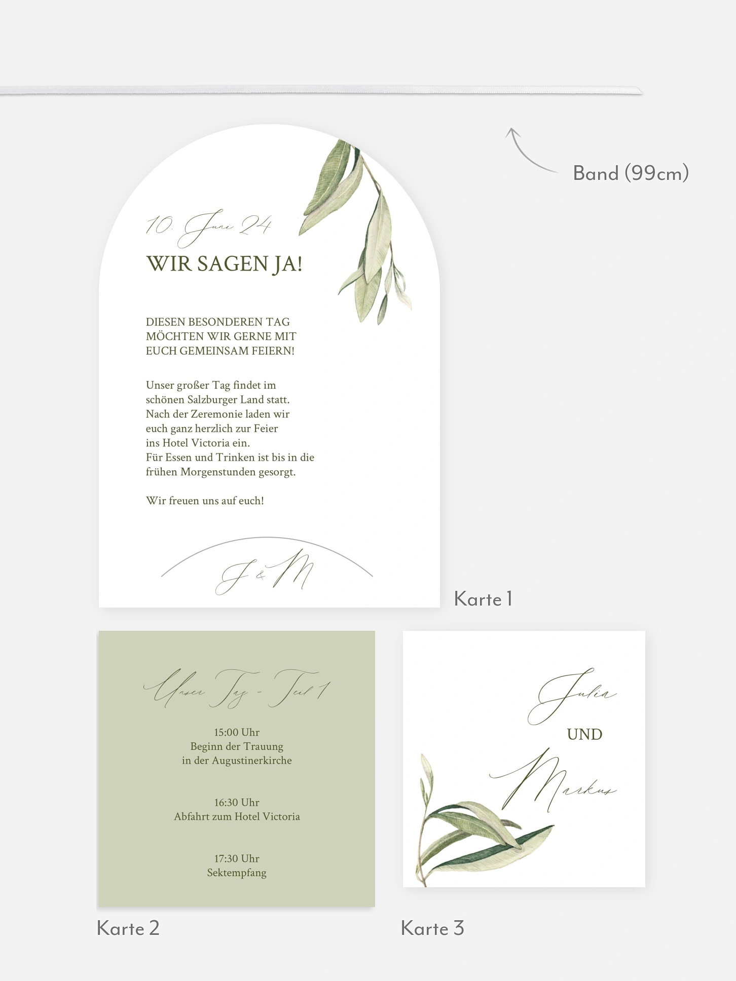 Hochzeitseinladung Elegant Olive