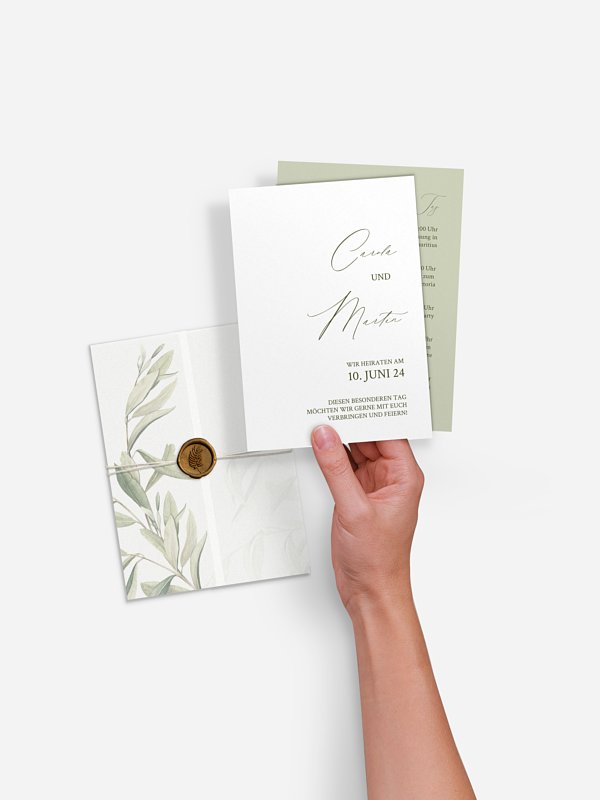 Hochzeitseinladung Elegant Olive