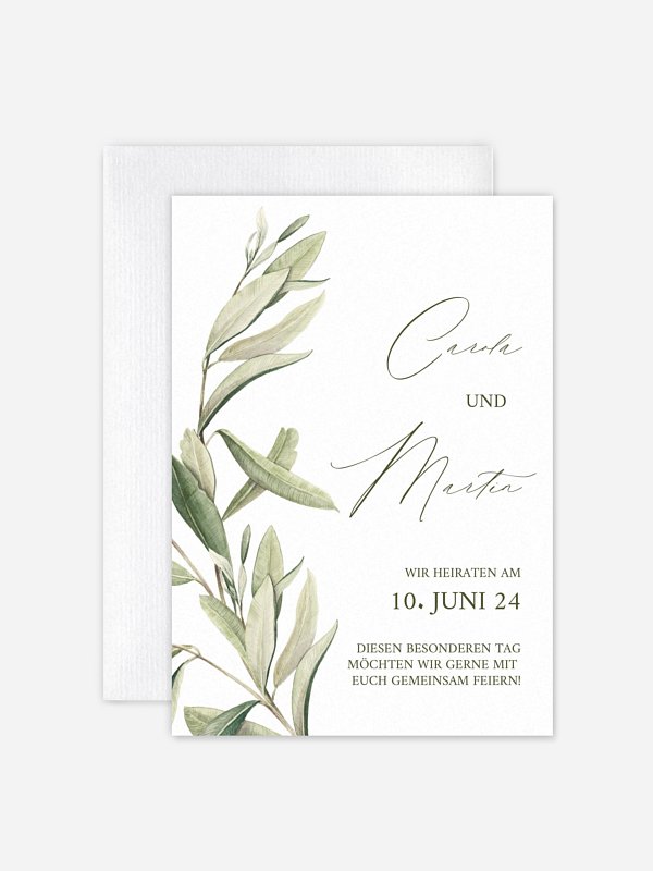 Hochzeitseinladung Elegant Olive