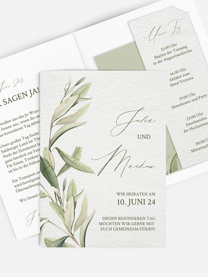 Hochzeitseinladung Elegant Olive