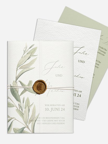 Hochzeitseinladung Elegant Olive