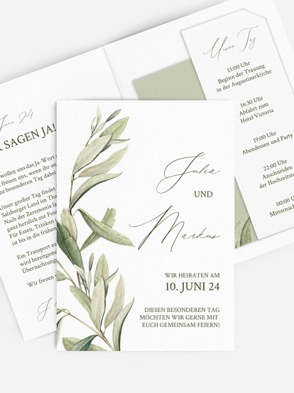 Hochzeitseinladung Elegant Olive