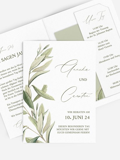 Hochzeitseinladung Elegant Olive